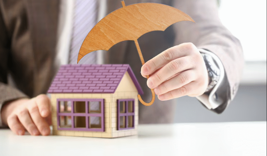 Person holds wooden umbrella over house in the article, L.A. County Renter Protections