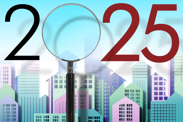 2025 REAL ESTATE PLANNING CONCEPT - Business in building activity and construction industry - New financial year and Budget 2025 concept with cityscape