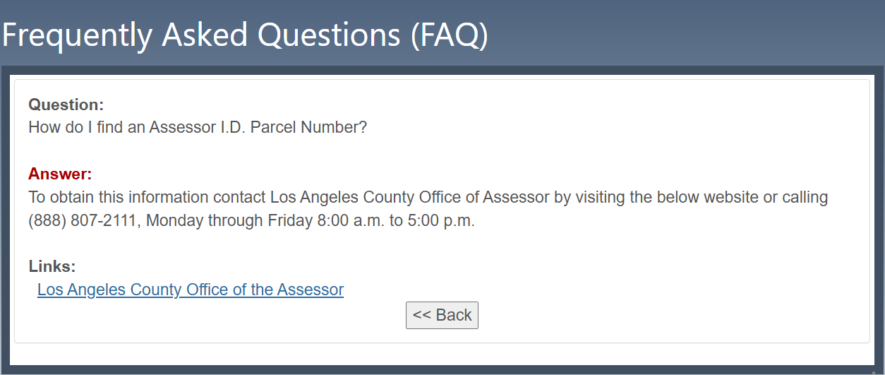 How do I find an Assessor I.D. Parcel Number? 