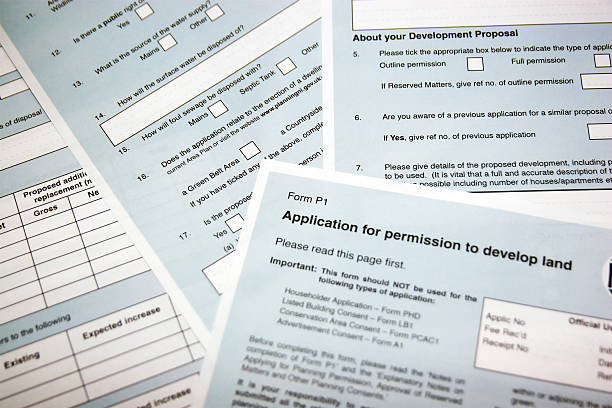 A blank planning application form with high contrast