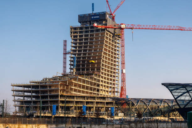 An unfinished skyscraper in the east of Hamburg's HafenCity. High resolution image, with fine details
