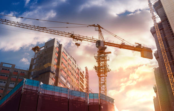 Construction Industry, Industry, Building - Activity, Construction Frame, Sunset