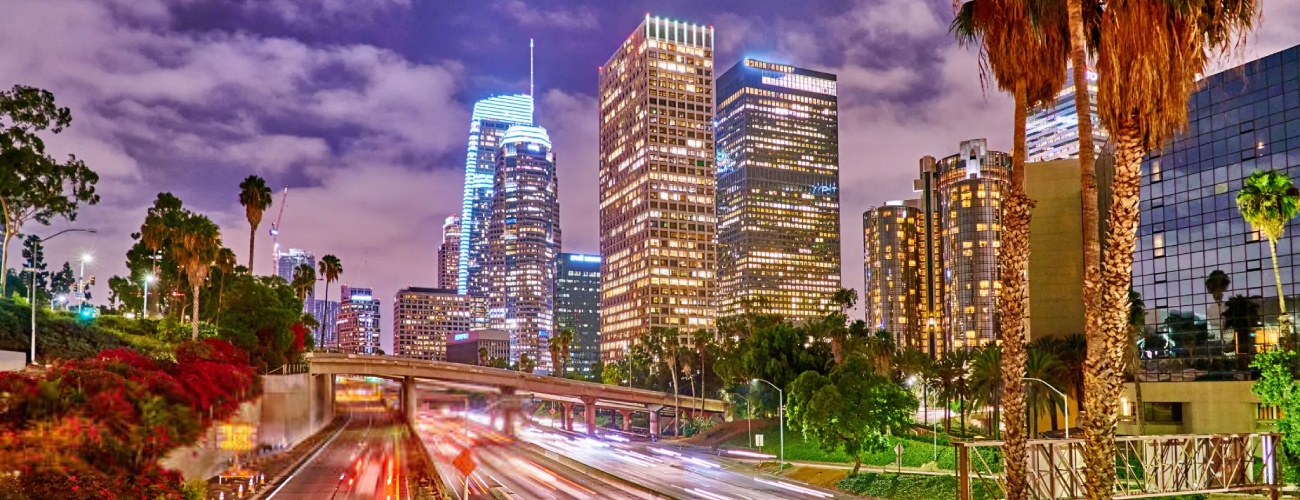 Los Angeles cityscape explaining Steps of LA Development
