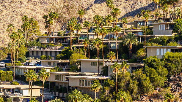 Aerial view of a multifamily homes in Palm Springs, California.