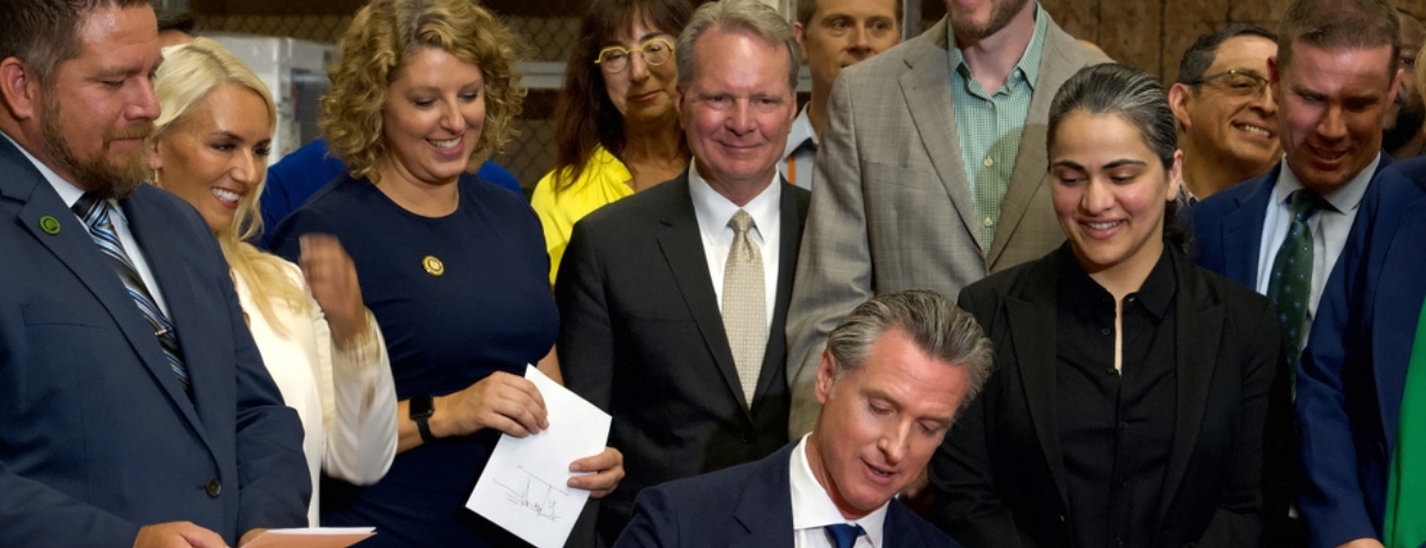 San Jose, CA - Aug 16, 2024: Governor Gavin Newsom signing 10 new bills, groundbreaking legislation aimed at combating retail crime in California.