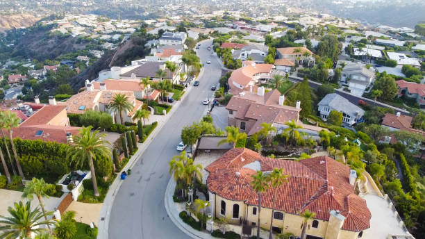 Pacific palisades hills and houses: Residential neighborhood in Los Angeles near Santa Monica