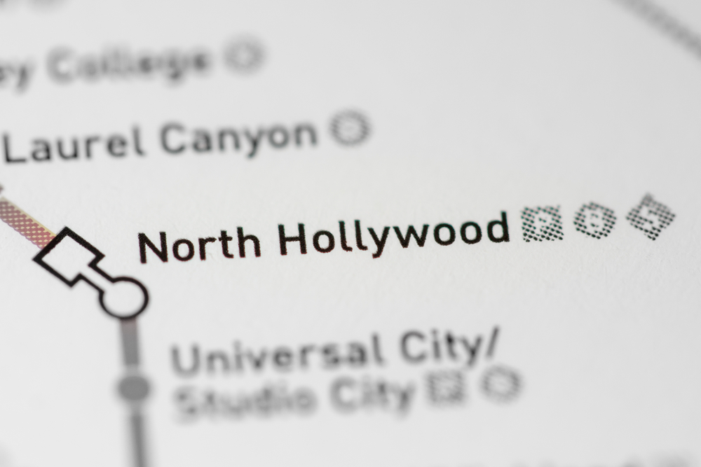 North Hollywood Station. Los Angeles Metro map.