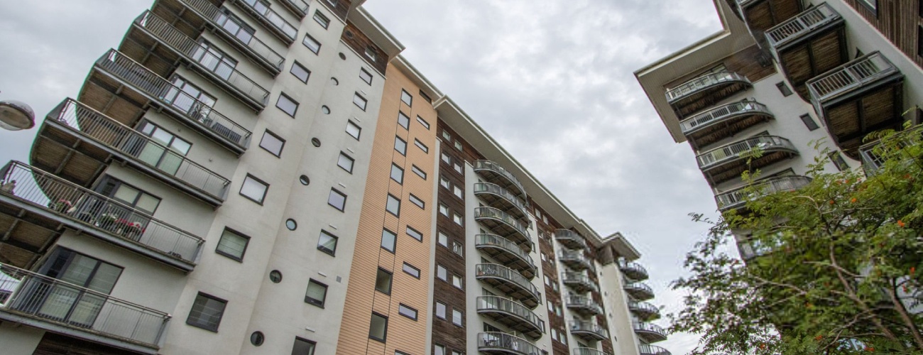 Commercial housing development named Victoria Wharf at Cardiff Marina in Wales, UK