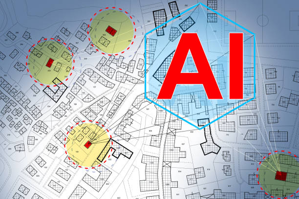 Artificial Intelligence AI search and update cadastral parcels - cadastre management with Big Data - Digitization and computerization of the land register concept