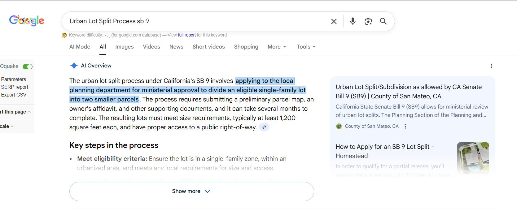 Urban Lot Split Process sb 9