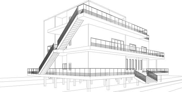 3D illustration of building project