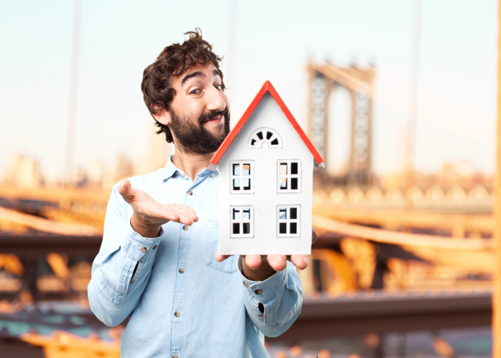 Young businessman happy expression 
