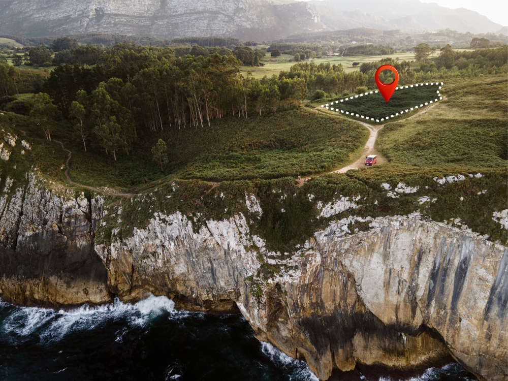 View of land plot for real estate and business development