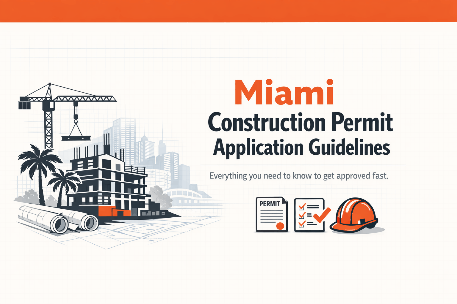 Miami construction permit guidelines header with crane skyline