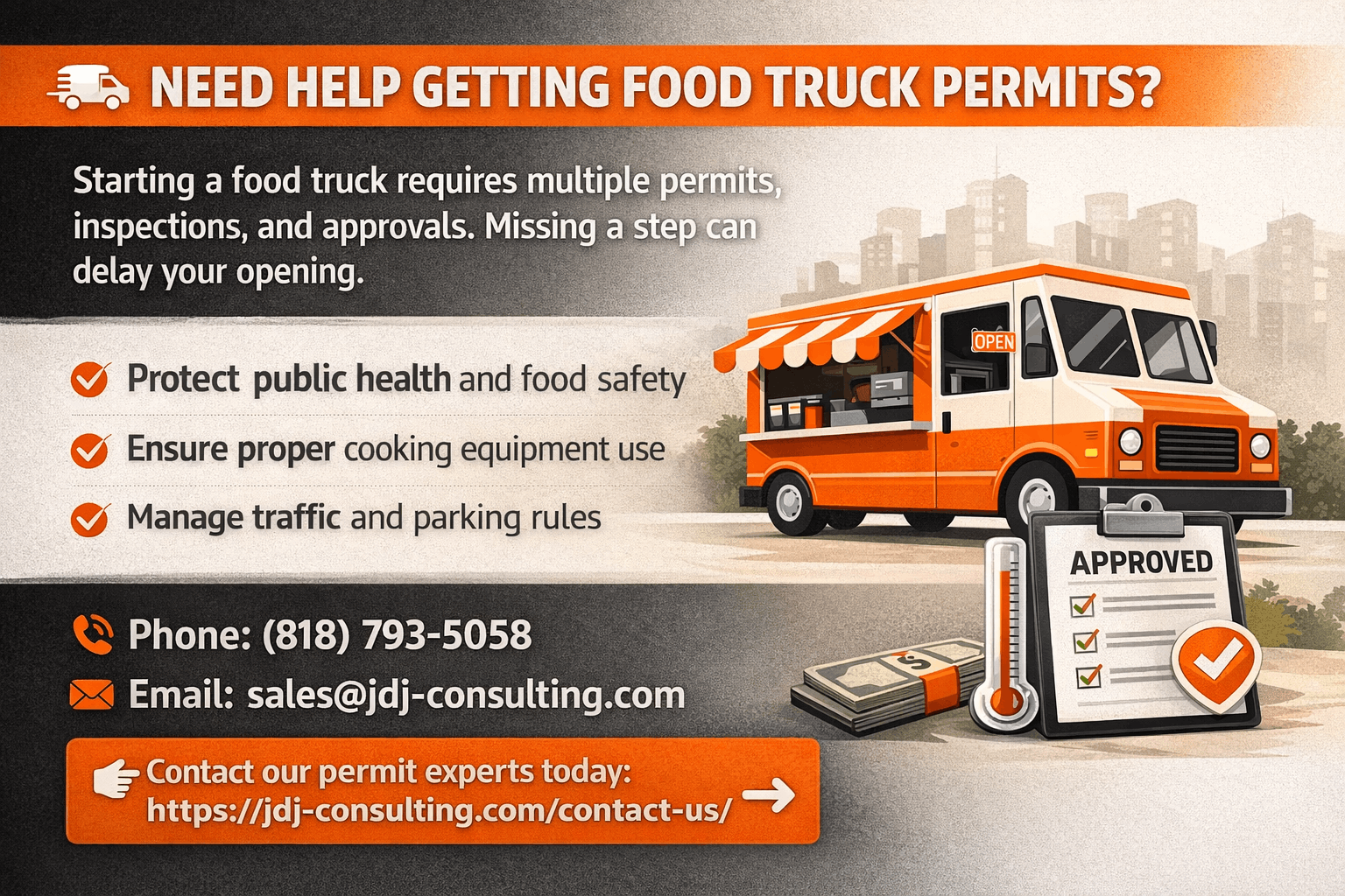 Getting the right permits can take time and involve several city departments. If you want to avoid delays and paperwork issues, JDJ Consulting can help.