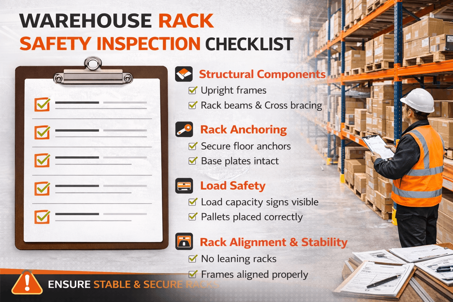warehouse racking inspection checklist pallet rack safety compliance