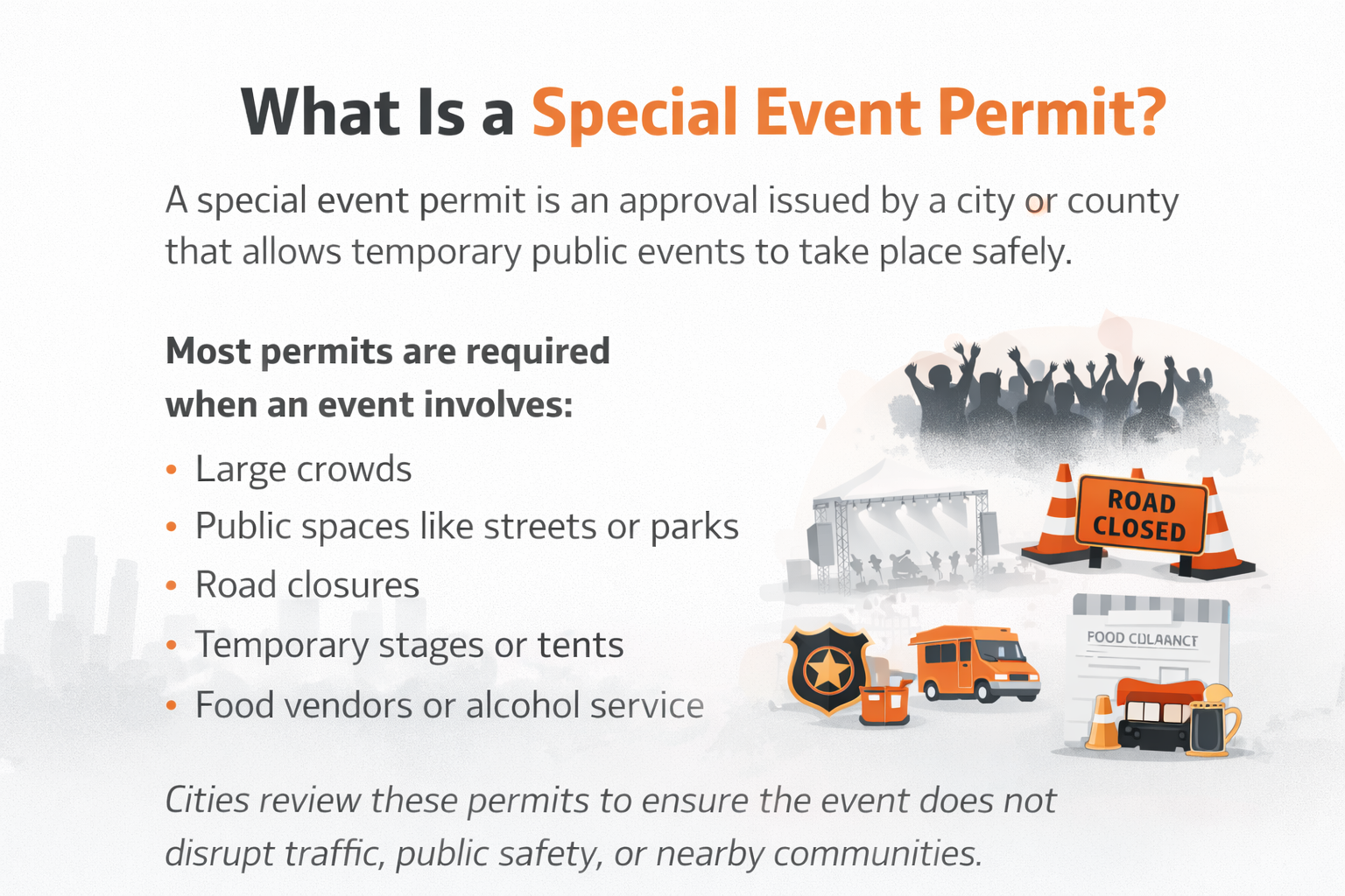 special event permit definition graphic showing event permit requirements for public gatherings