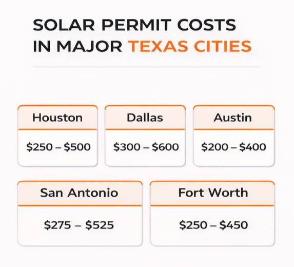 solar permit cost in texas cities