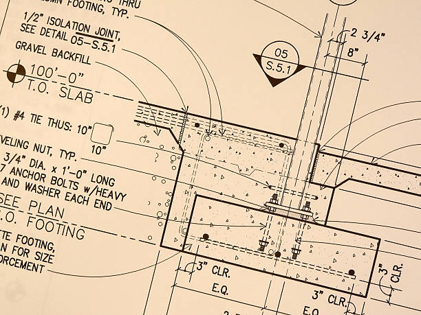 An old antique era yellowed blueprint close-up An old antique era yellowed blueprint close-up