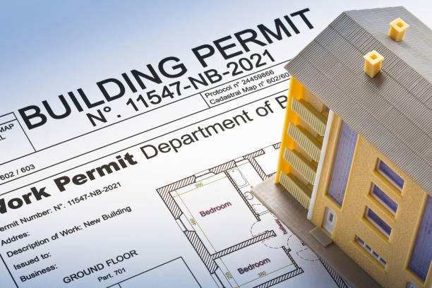 Building Permit concept with imaginary building approvation and condominium residential apartments