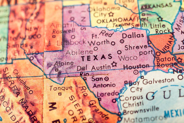 Studying Geography - Texas on retro globe.