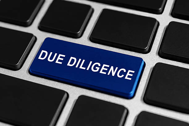 due diligence blue button on keyboard, business concept