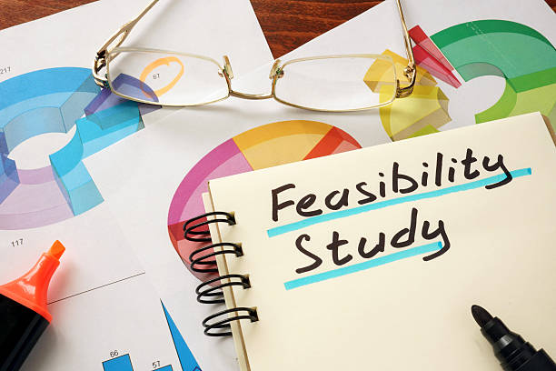 Feasibility study concept. Notepad on the table.
