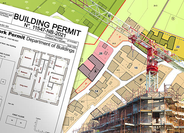 Imaginary General Urban Plan and Buildings Permit with indications of urban destinations - note: the map and the permit are totally invented and does not represent any real place