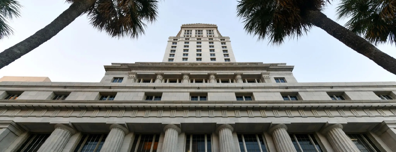 Miami Dade County Courthouse. Historic landmark government building in Florida.