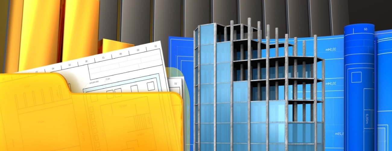 grok-image-ab52af73-db30-483b-82be-a63ed86fc5e0 3d illustration of modern building frame with drawing roll over golden charts background